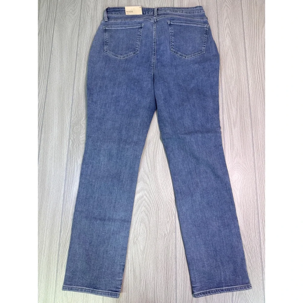 NYDJ Sheri Slim Jeans Haley Blue Straight Leg Stretch Denim Size 12 New With Tag